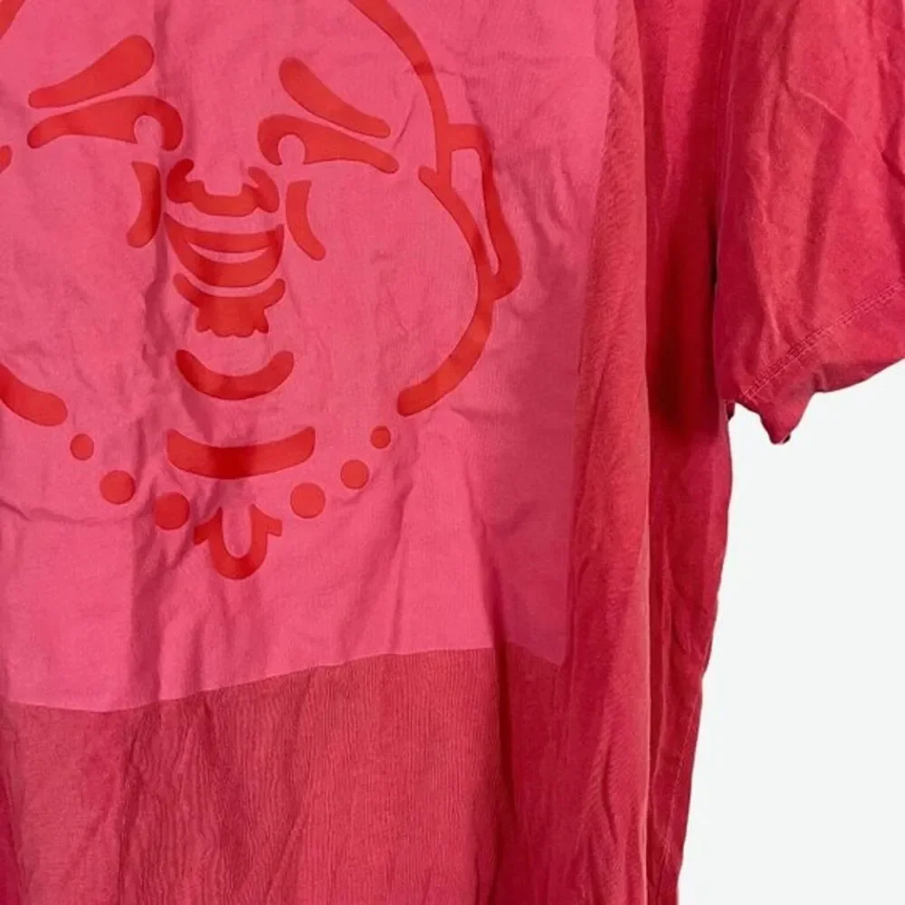 True Religion Mens Red Graphic Buddha Tee T Shirt Short Sleeve Cotton sz 2XL 2X